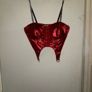 Red Satin Bustier Top